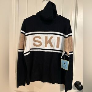 CeCe Black Ribbed Knit Ski Sweater